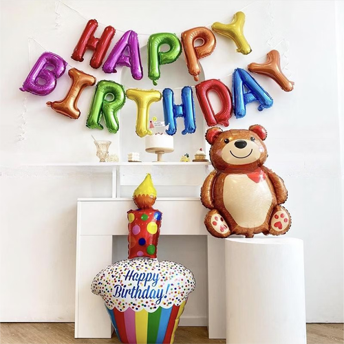 装饰女孩男孩随机气球61学校幼儿园教室活动 彩色生日字母(就单字母)