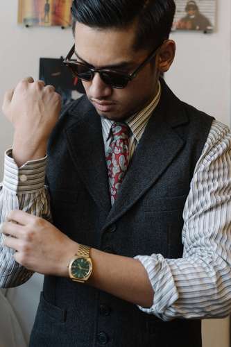 浴血黑帮英伦复古雅痞男装商务修身人字纹西装马甲男休闲礼服马夹