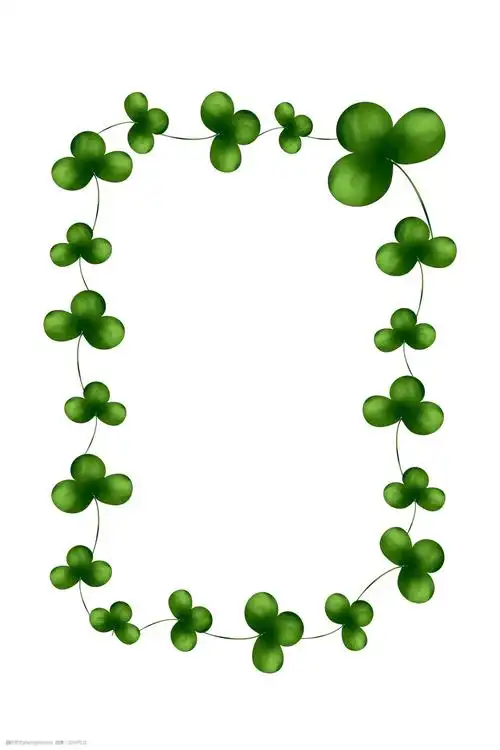 绿色幸运草藤蔓手绘装饰边框