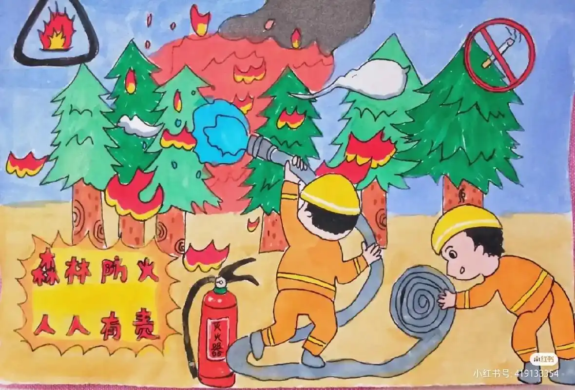 防火防灾主题绘画#防火防灾 #存图片 #绘画  - 抖音