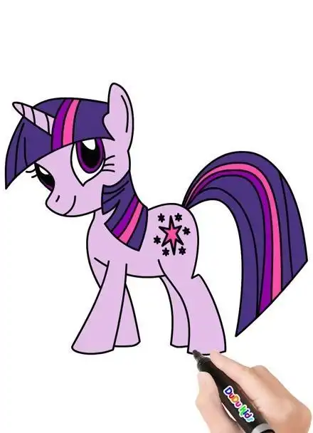 怎样画小马宝莉简笔画紫悦绘画少儿美术教程视频