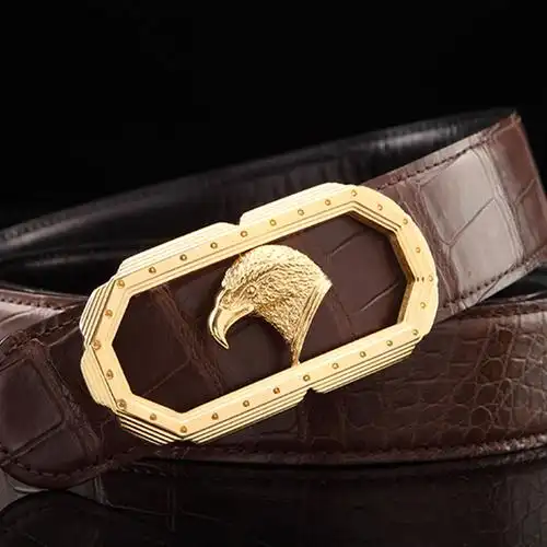 男士鳄鱼皮腰带精钢鹰头板扣个性皮带进口尼罗河鳄鱼皮商务奢侈品皮带