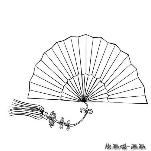 简笔画 - 懂得圆扇子上的图案简笔画