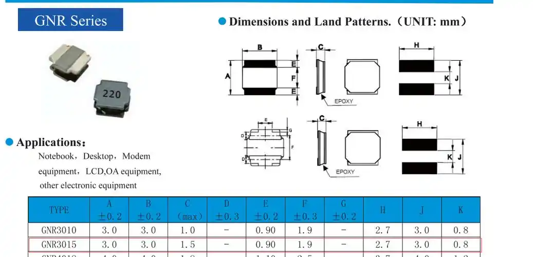 gnr3015nt1r0贴片电感兼容mcsg315z1r0n贴片电感