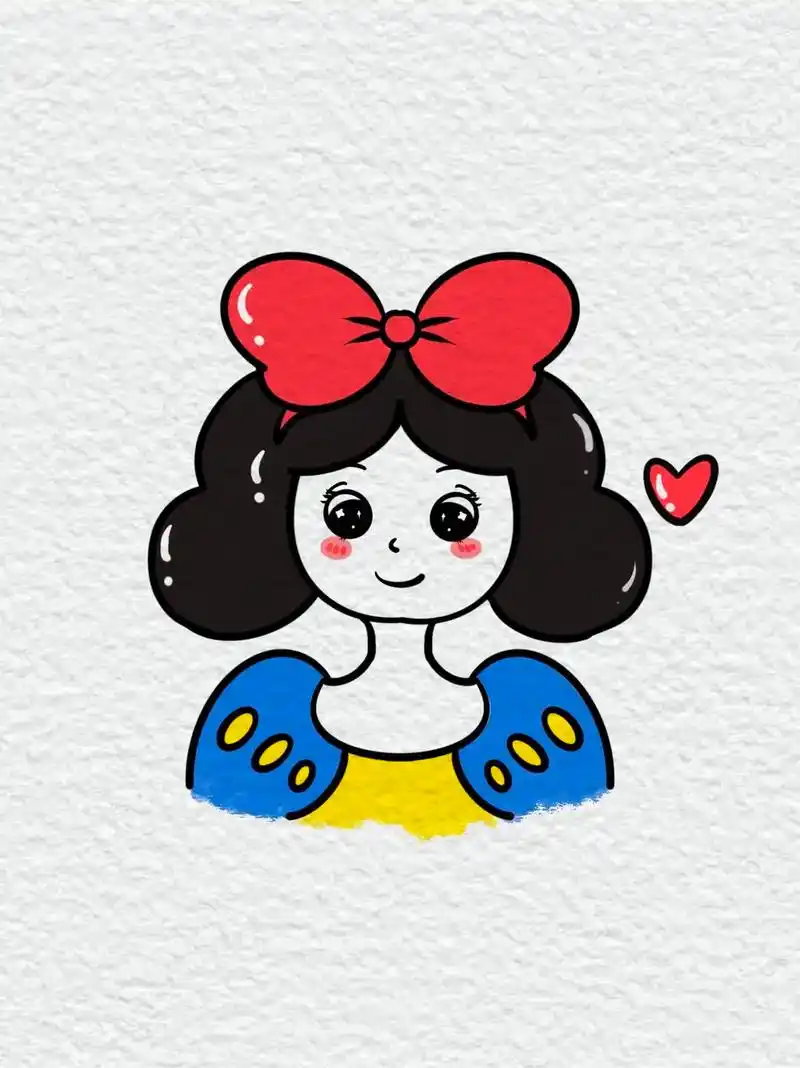 白雪公主简笔画.#图文伙伴计划 #简笔画教程 #一起学简笔画 - 抖音