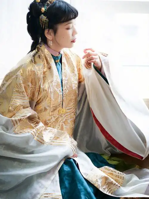 汉服明制孤品明华堂翔凤织金纱披风