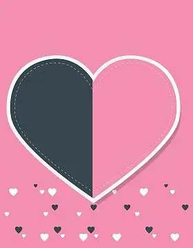 矢量扁平化双色拼接心形背景素材