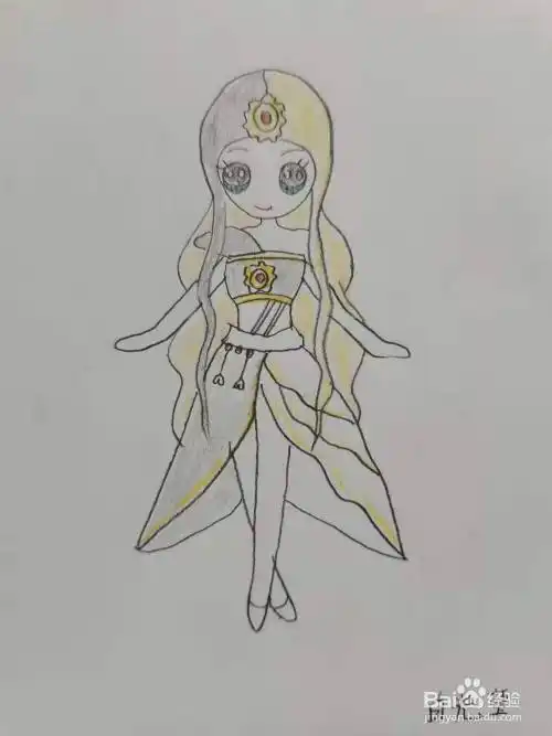 最后,涂上漂亮的颜色,白光莹简笔画,你学会了吗?