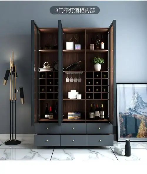 辉导北欧小酒柜约餐厅靠墙轻奢家庭客厅窄玻璃柜子餐边小型家用jg62两