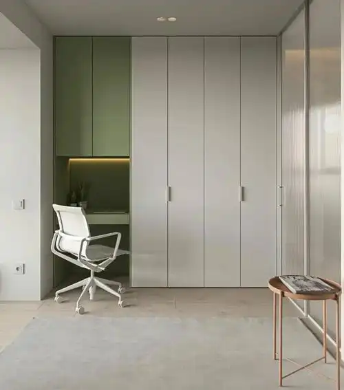 01衣柜 书桌整面墙都装满衣柜,可以让卧室的收纳量翻倍的同时,也会