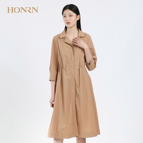 honrn/红人专柜正品秋季女装七分袖长款风衣商场同款hf33of569