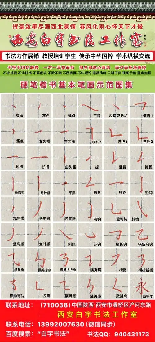 硬笔楷书常用基本笔画示范