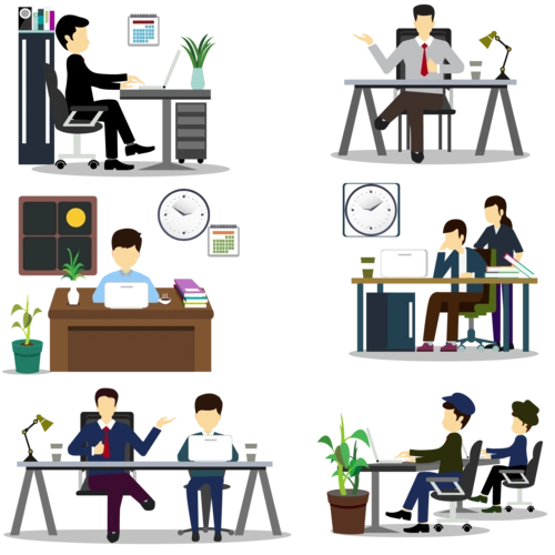 上班族办公场景矢量图图片