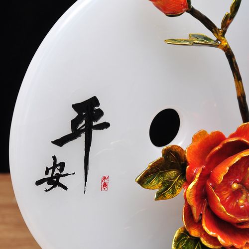 富贵平安摆件玉石平安扣工艺品家居客厅玄关装饰摆件