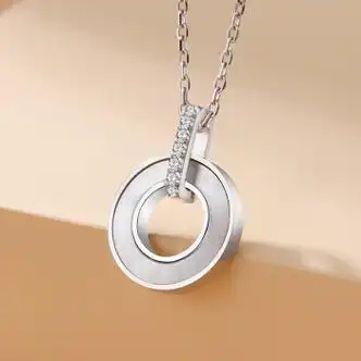 狮子头贝母圆环项链女银锁骨链小众设计吊坠2021年新款生日礼物女友新