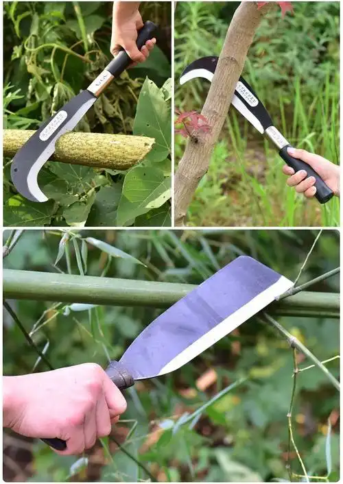 农用多功能除草工具镰刀割草刀户外锰钢收割弯刀砍草刀割321锰钢套胶