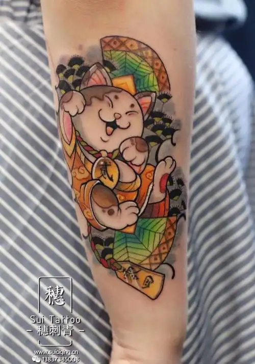 招财猫纹身图片