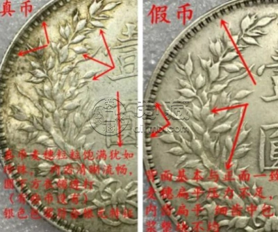 三年袁大头黄铜版辨别真假袁大头真假图解