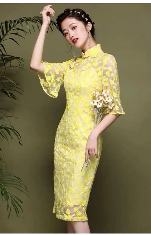 oycp港式轻熟风气质旗袍连衣裙