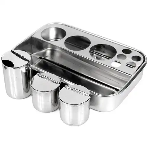 锦鹿医用不锈钢消毒盘护士护理治疗盘牙科手术方盘纹绣输液托盘套装5