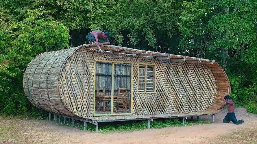 野外求生技巧大神用竹子建造了一幢别墅