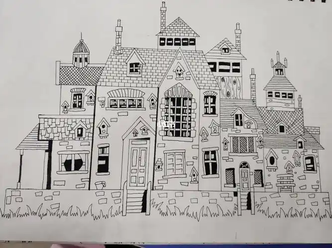 建筑线描画