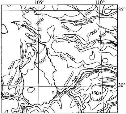 四川盆地地形图简笔画