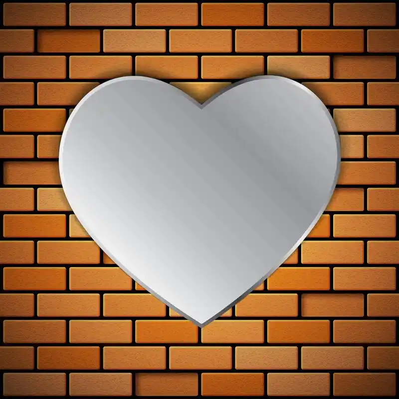 带的心墙,砖墙的心.eps10 矢量