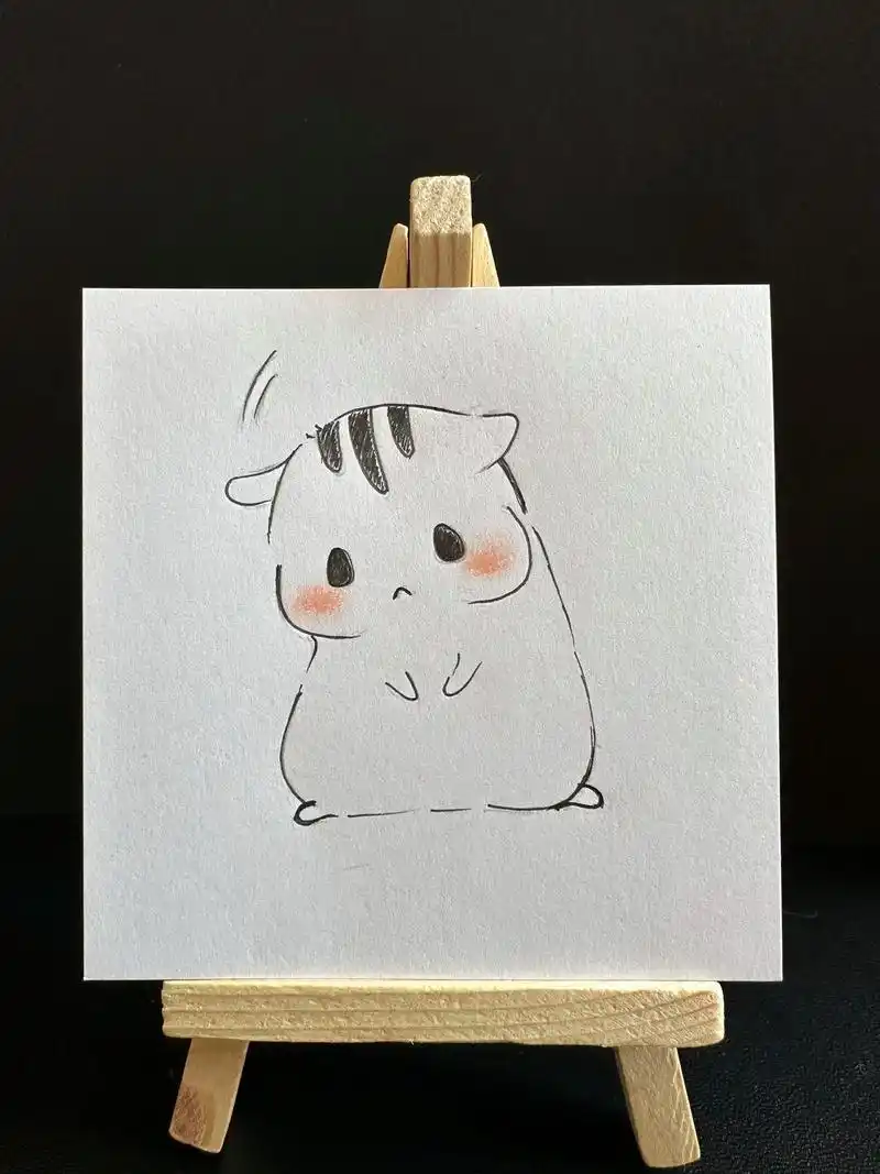 今天画一只焦虑的小仓鼠.软萌又可爱,动动手指画起来吧～#仓鼠 - 抖音