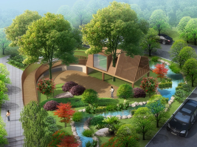 室外景观鸟瞰效果图