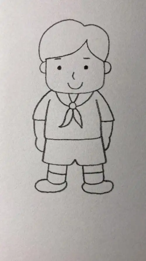 戴红领巾的小男孩画法