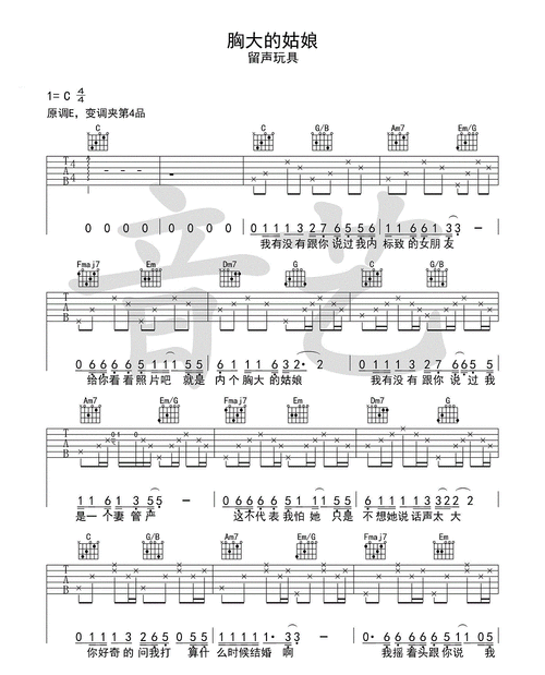 胸大的姑娘吉他谱-留声玩具