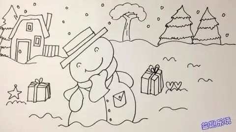 少儿简笔画 颜色启蒙早教视频 画一幅冬天的雪景