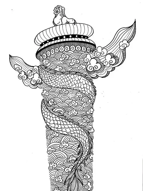 手绘华表柱/步骤图/教程_手绘_教程_建筑_绘画_针管笔
