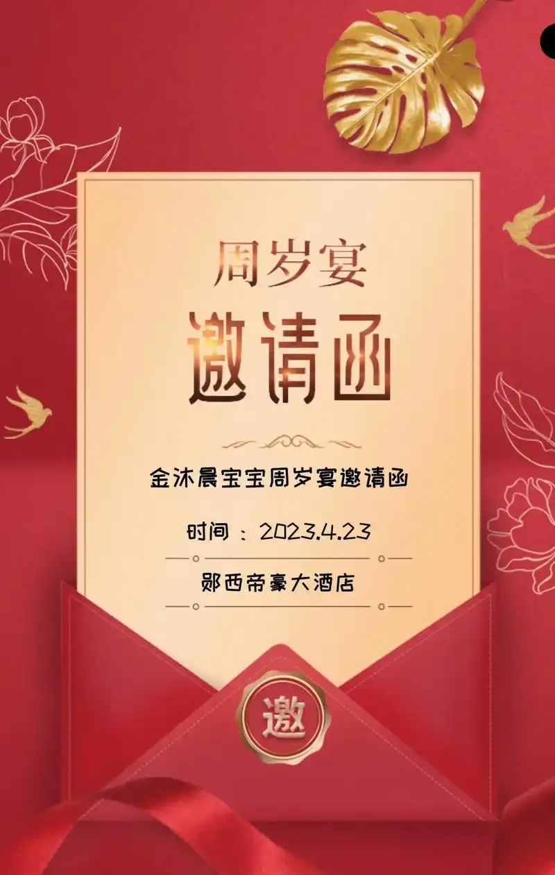 金沐晨宝宝周岁宴邀请函.各位亲戚朋友们:      你们好! - 抖音