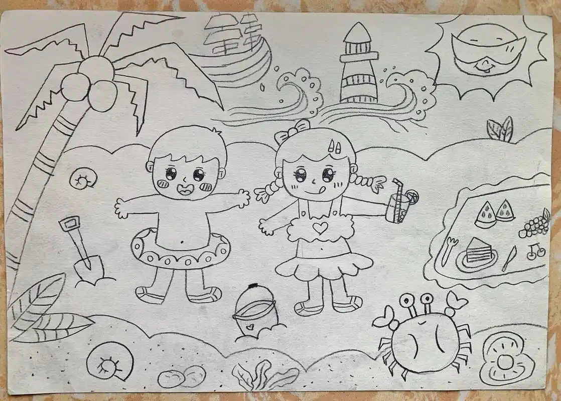 幼师考编简笔画《炎热的夏天》 第二天打卡9099 可以用于 《炎热