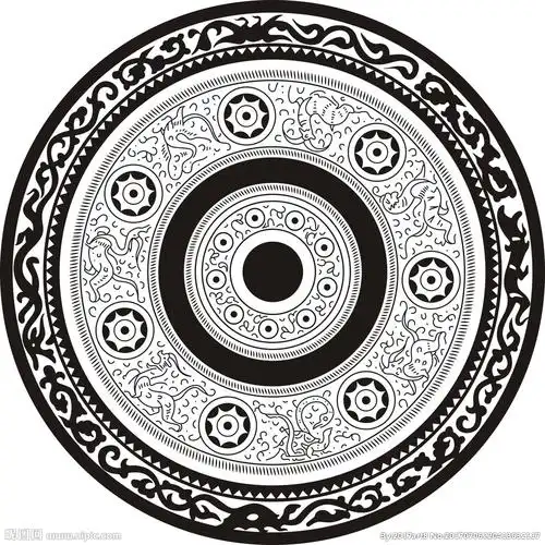 圆形古典回纹雕花花纹图片