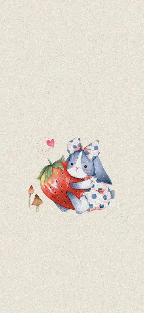 萌系可爱小兔子插画高清手机壁纸