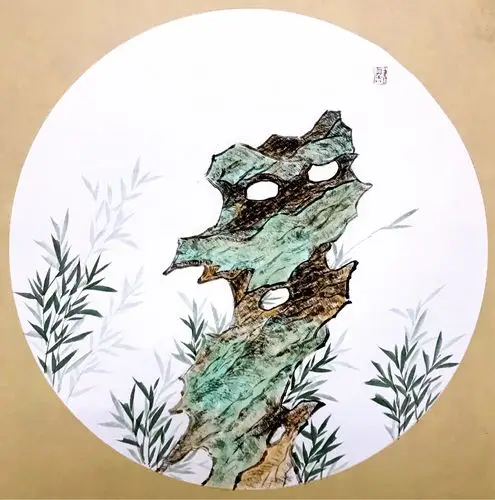 小白帆国画～今日画《太湖奇石美石》