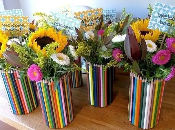 创意手工diy:把瓶罐废物利用,加上铅笔制作漂亮有个性的花瓶