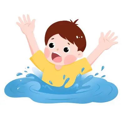 手绘卡通儿童防溺水插画素材元素
