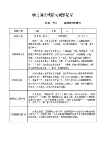幼儿园大班区域活动观察记录.doc