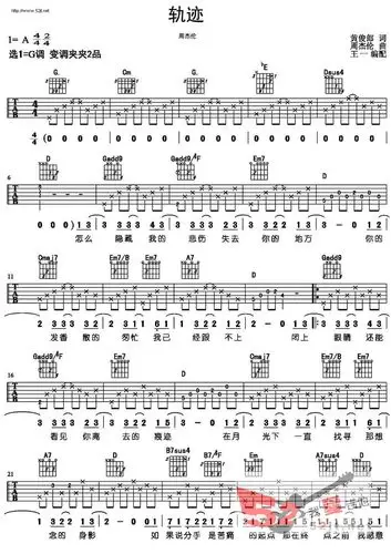 《轨迹》 g调高清弹唱吉他谱 第1页