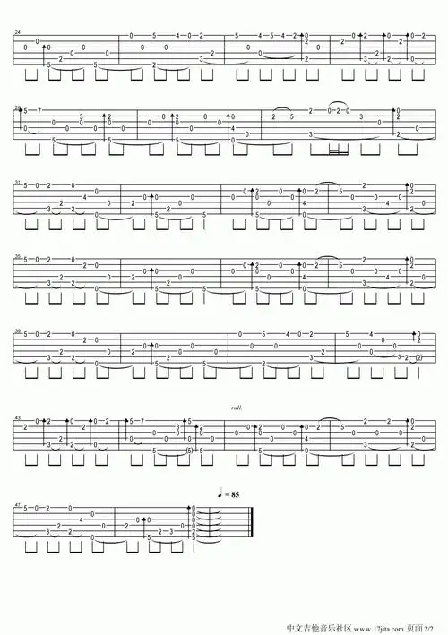 岸部真明down by the sally gardens莎莉花园吉他谱 曲谱图片第2张