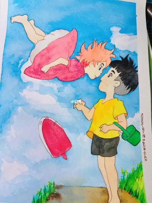 钢笔淡彩  #悬崖上的金鱼姬  #波妞喜欢宗介  #水彩画  #水彩手