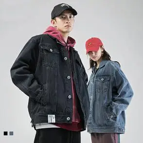 宽松韩版新款潮牌潮流休闲外套上衣男装森马牛仔夹克男2021秋冬季