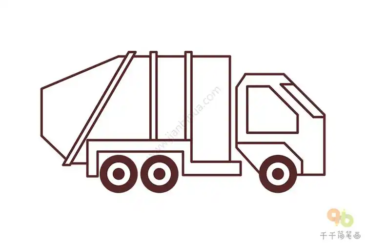 垃圾车简笔画步骤教程