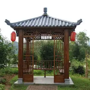凉亭户外庭院别墅室外树脂瓦实木亭子乡村碳化防腐木古建景观亭