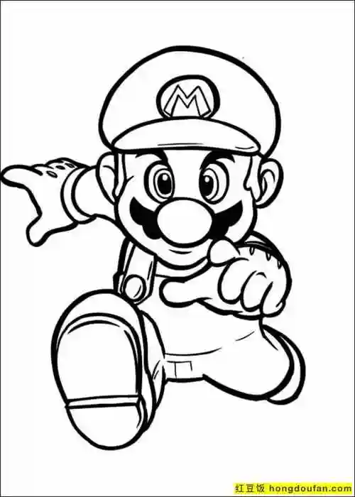 11张可爱有趣的超级马里奥涂色图片免费下载-红豆饭小学生简笔画大全