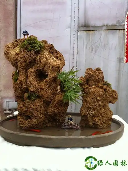 双块吸水石假山盆景鱼池;价格:299元;尺寸:40x23x45cm